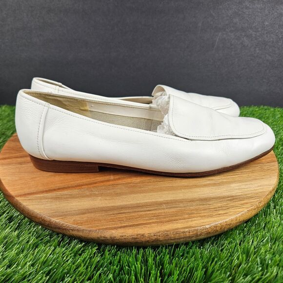 Enzo Angiolini Shoes Womens 11 M Liberty Slip On Loafers White Leather Moc Toe - Picture 1 of 15